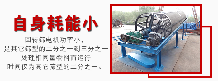 滾筒篩耗能小，使用壽命長，維修方便